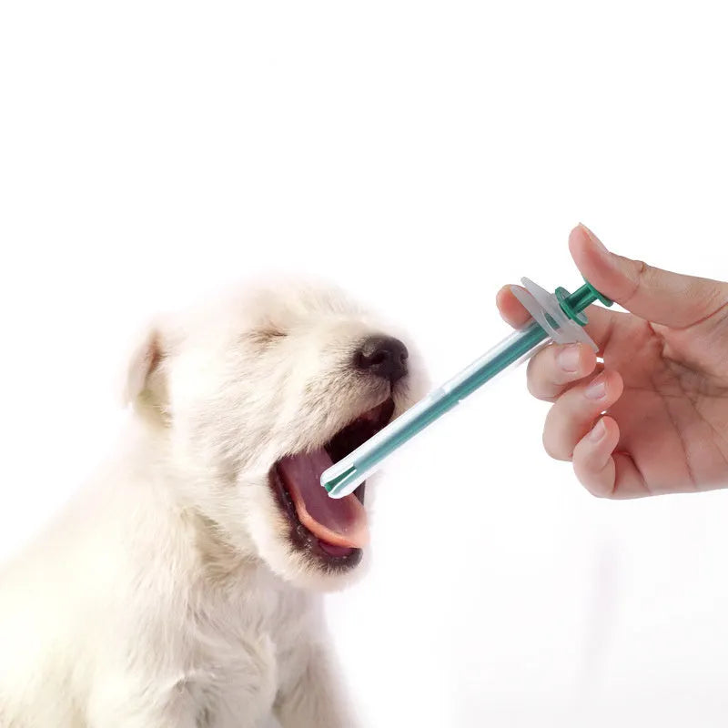 Two silicone pet pill shooters for administering tablets and capsules to cats and dogs