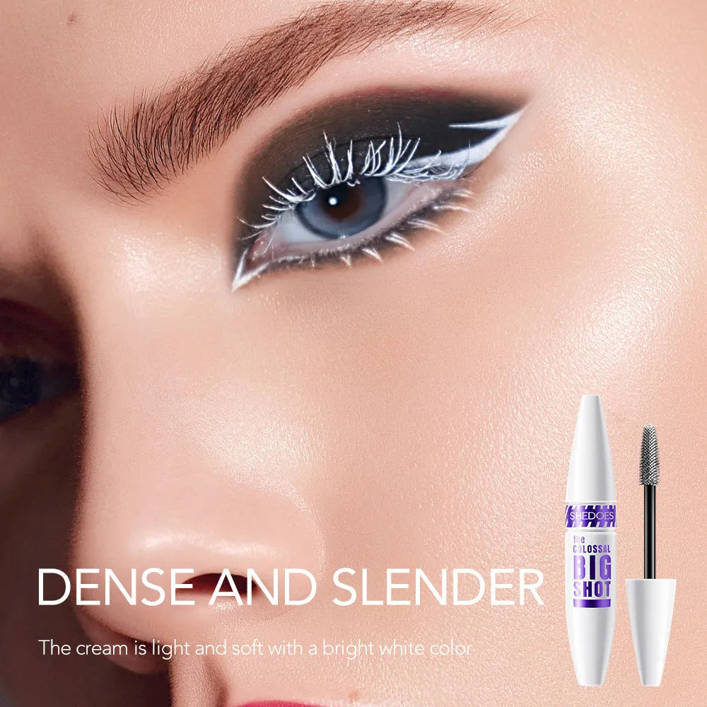 White waterproof mascara tube with 10ML content and applicator for eyelash curling