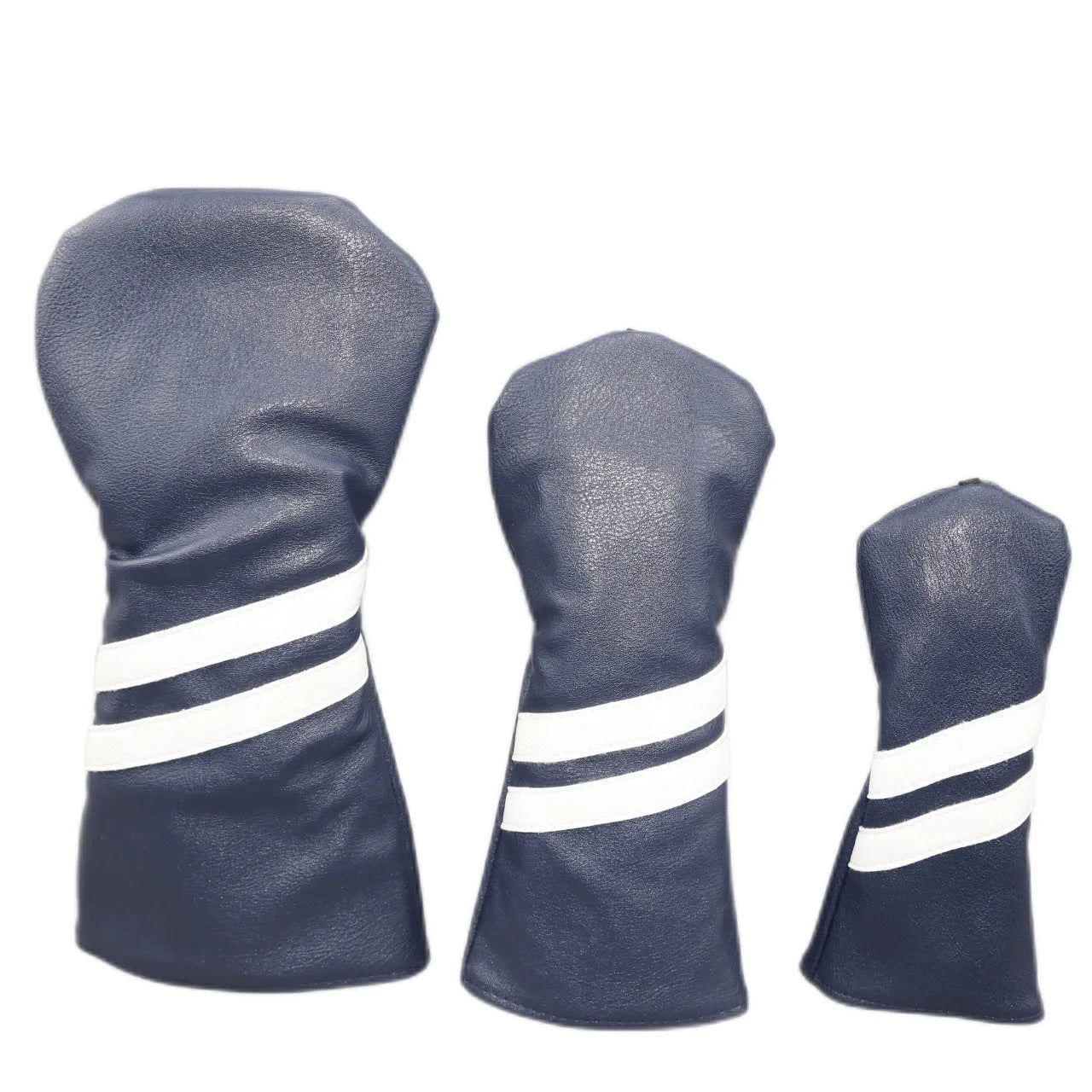 Golf club head cover with two oblique stripes, shown in multiple colours.
