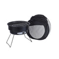 Small round folding ice stove with barbecue grill and detachable legs for camping