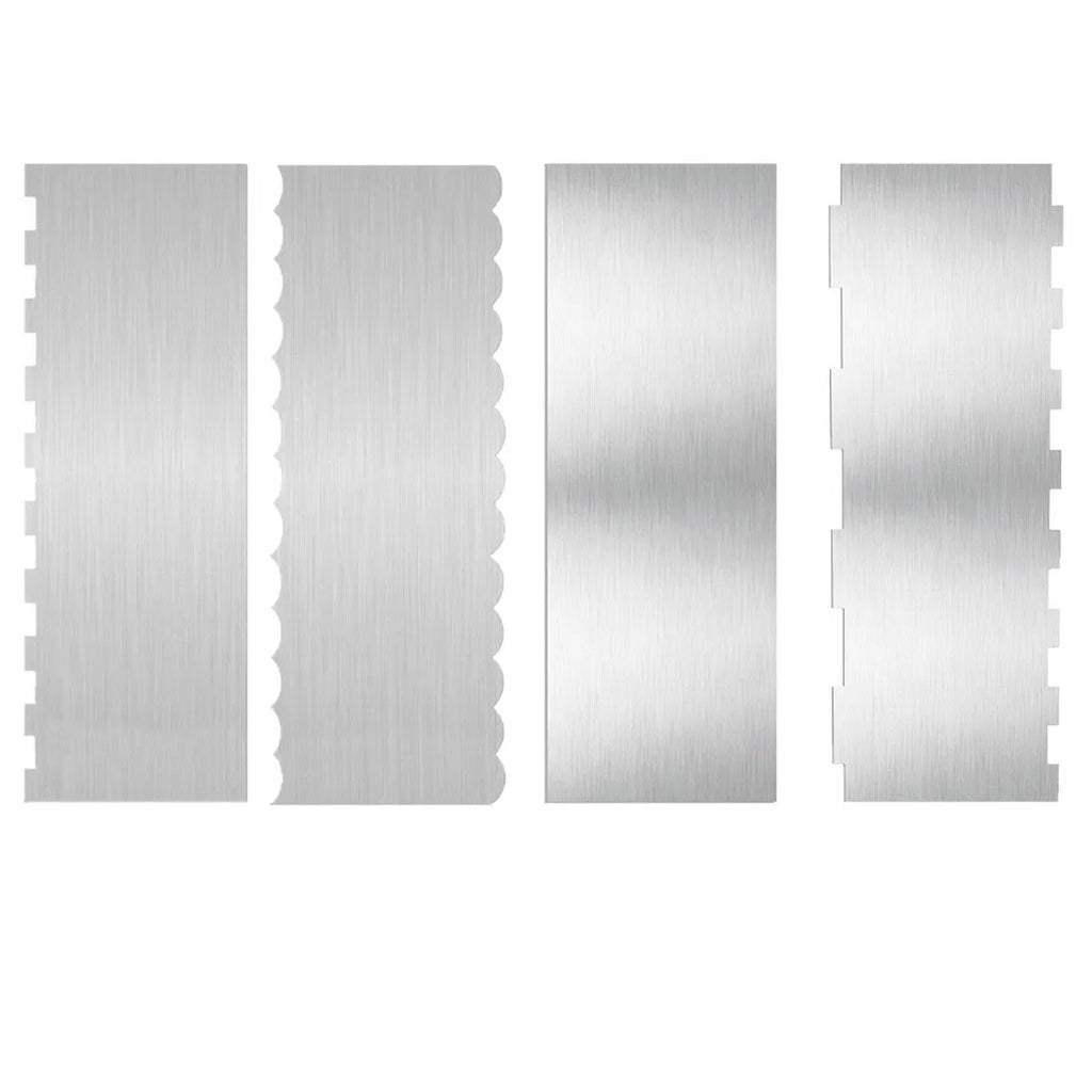 Stainless steel cream scraper cake decorating tool with polygon pattern designs