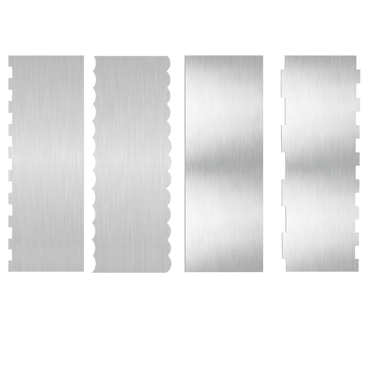 Stainless steel cream scraper cake decorating tool with polygon pattern designs