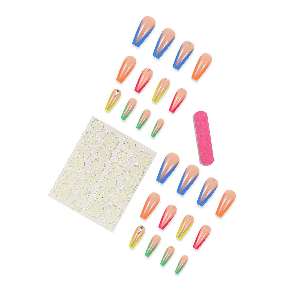 Detachable nail tips with diamond colour French design and cartoon love cross heart patterns, BKS3037 colour, with jelly glue and file.