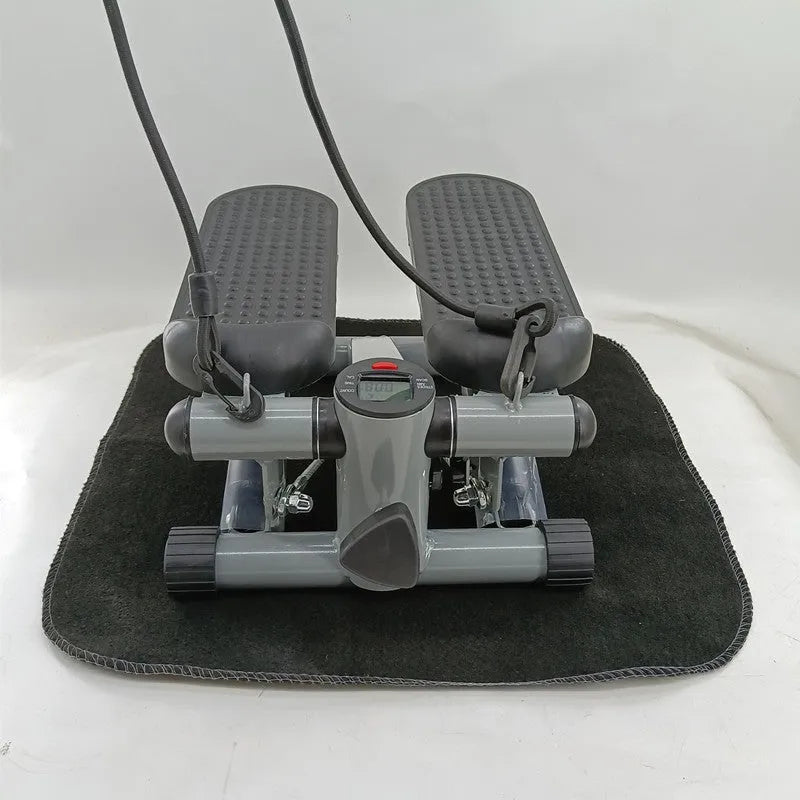 Silver grey hydraulic mini treadmill with pedalling machine for waist slimming and home fitness