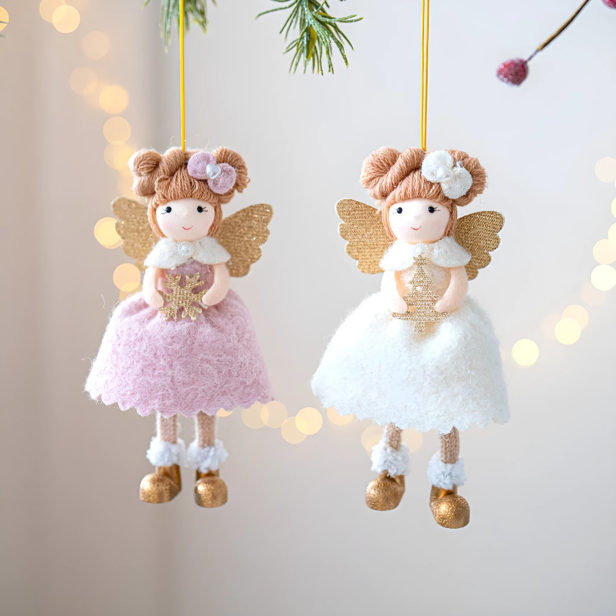 Christmas angel wings plush pendant decoration in cloth material with modern simplicity style