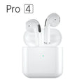 Pro4 White and Black wireless in-ear sports Bluetooth headphones showing in-ear design.