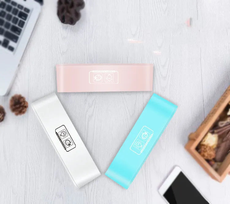 Rectangular LED digital alarm clock with multicolour ambient lighting and quartz glass display in blue colour