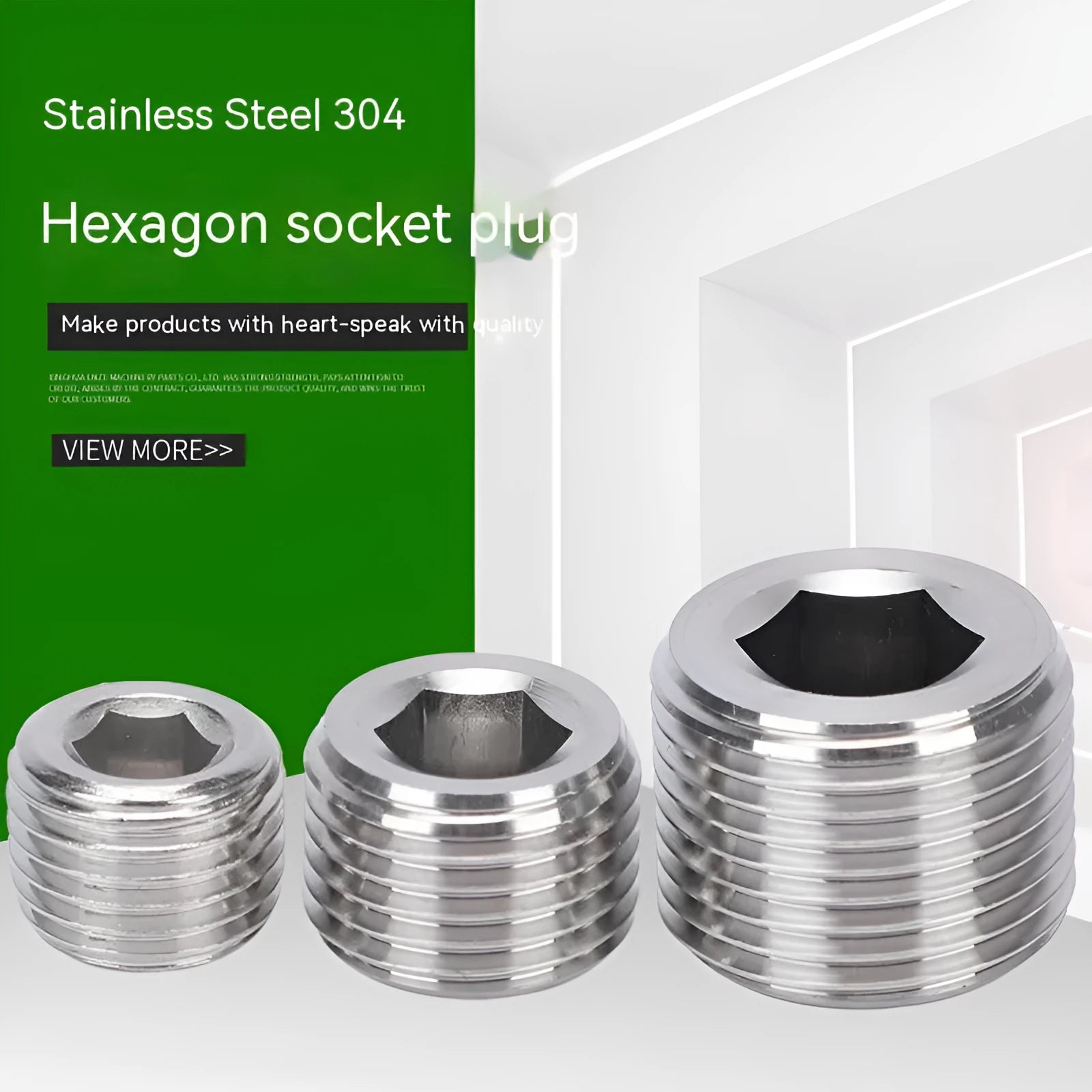 Stainless steel hexagonal plug with brass washer for 3/8 inch BSPP thread bulkhead fitting.