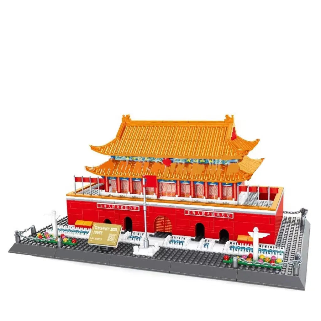 Wange plastic building block set with over 800 pieces for constructing landmark models including Big Ben and the Statue of Liberty.