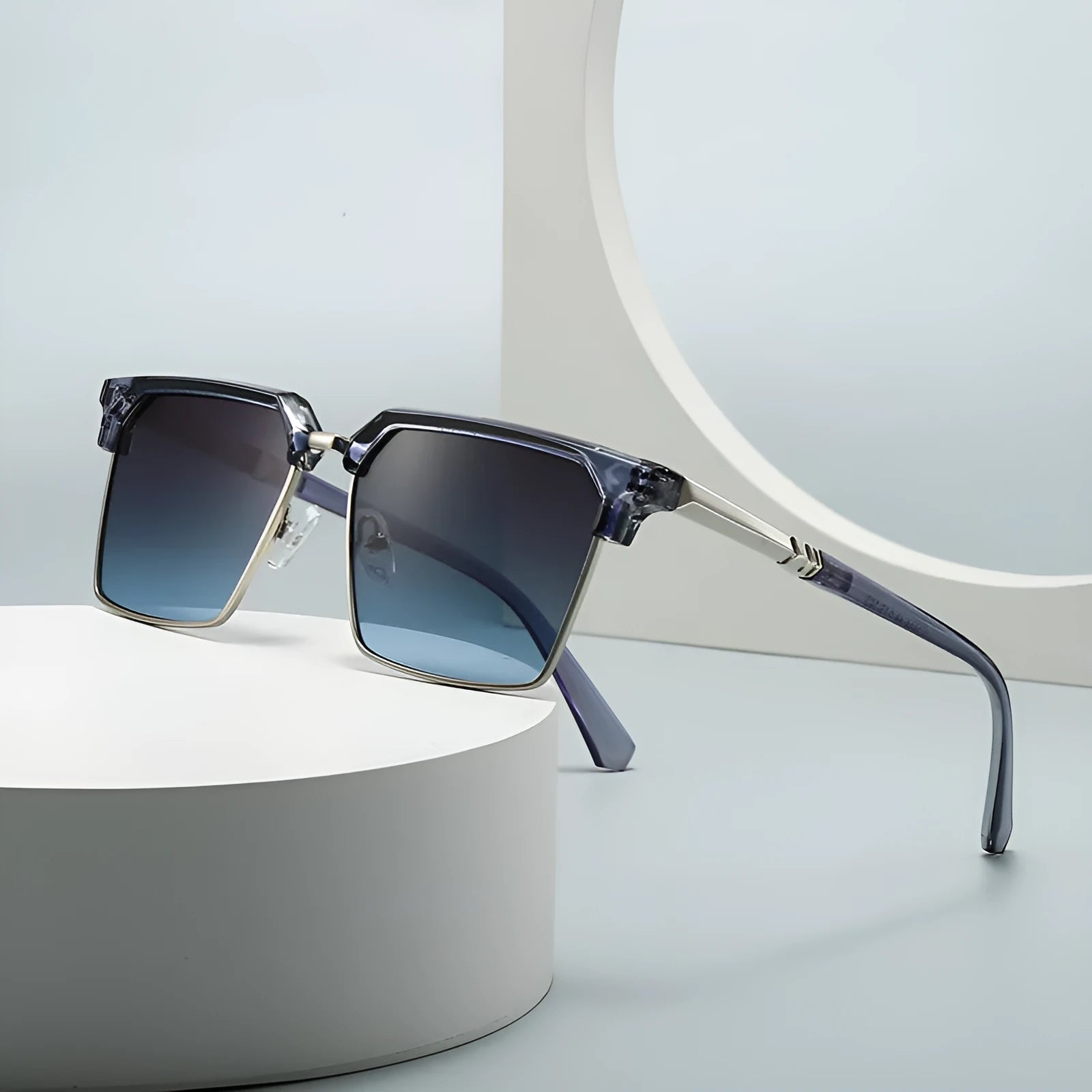 Men's square plastic sunglasses with box-style frames showing multiple colour variations
