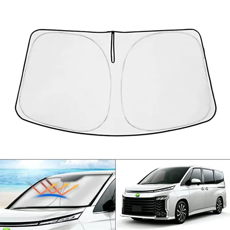 NOAH XOVY 90 series car front windshield sunshade with reflective silver tape construction