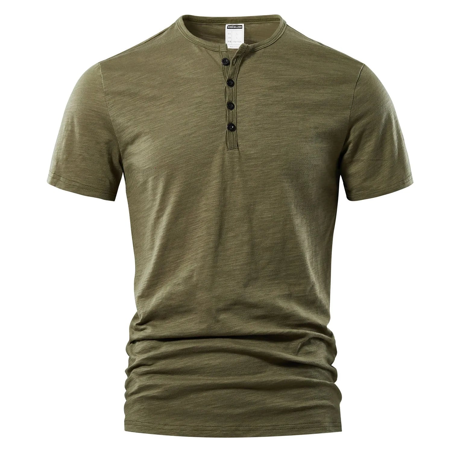 Men's solid colour slub cotton short sleeve pullover in British style, shown in wine red.