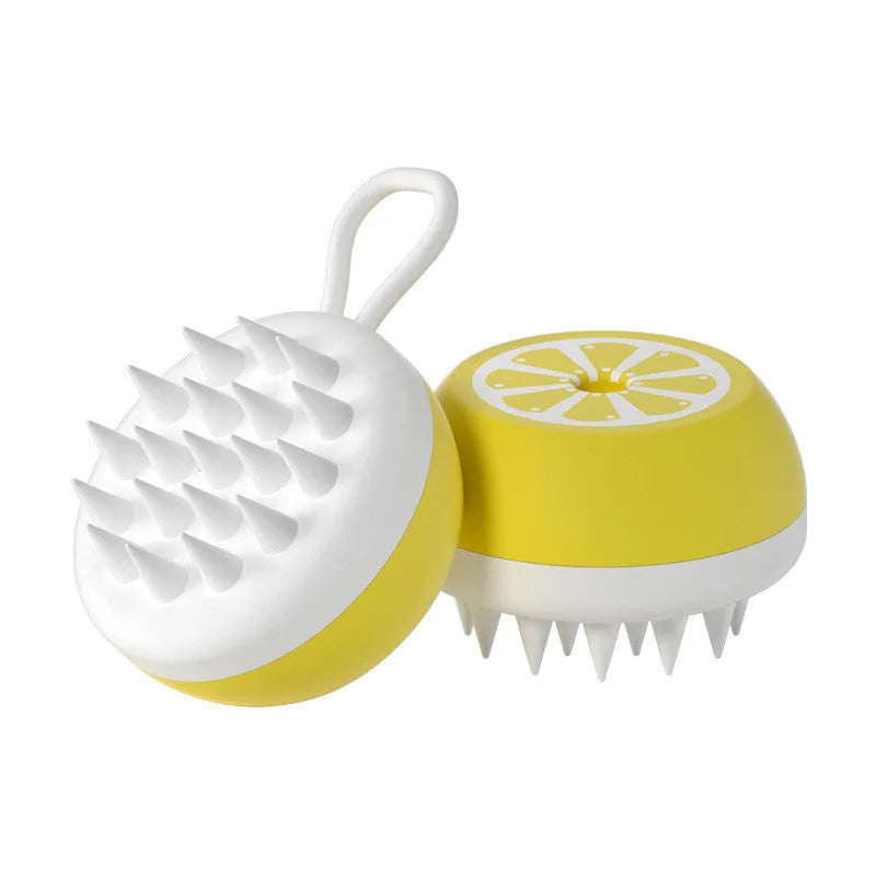 Pet bath brush with soft silicone bristles and 3D massage head for dog and cat washing