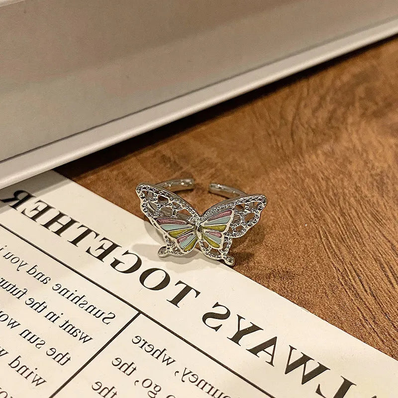 Copper women's ring featuring a creative Chinese butterfly design, available in multiple colours.