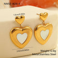Gold heart-shaped fritillary earrings for women with stainless steel construction and 18K gold electroplating