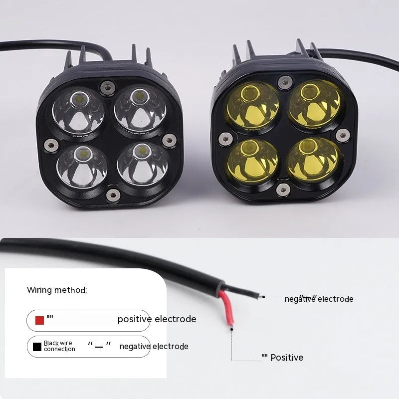 Four-eye headlight conversion kit with aluminium base plate for motorcycle car modification
