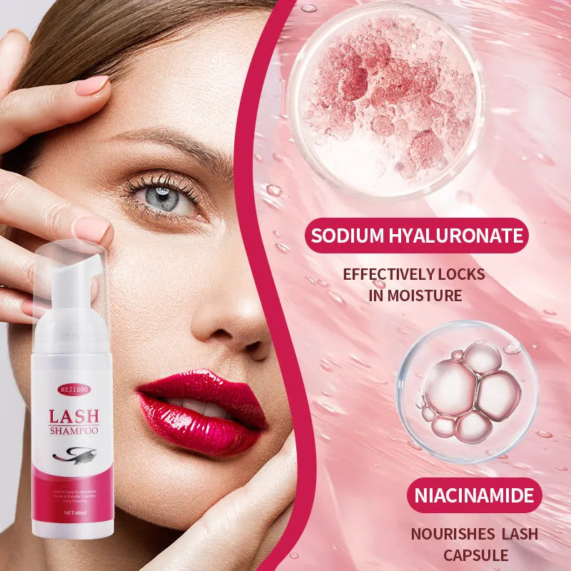 60ml eyelash cleaning mousse bottle for lash extension removal and false eyelash adhesive cleaning
