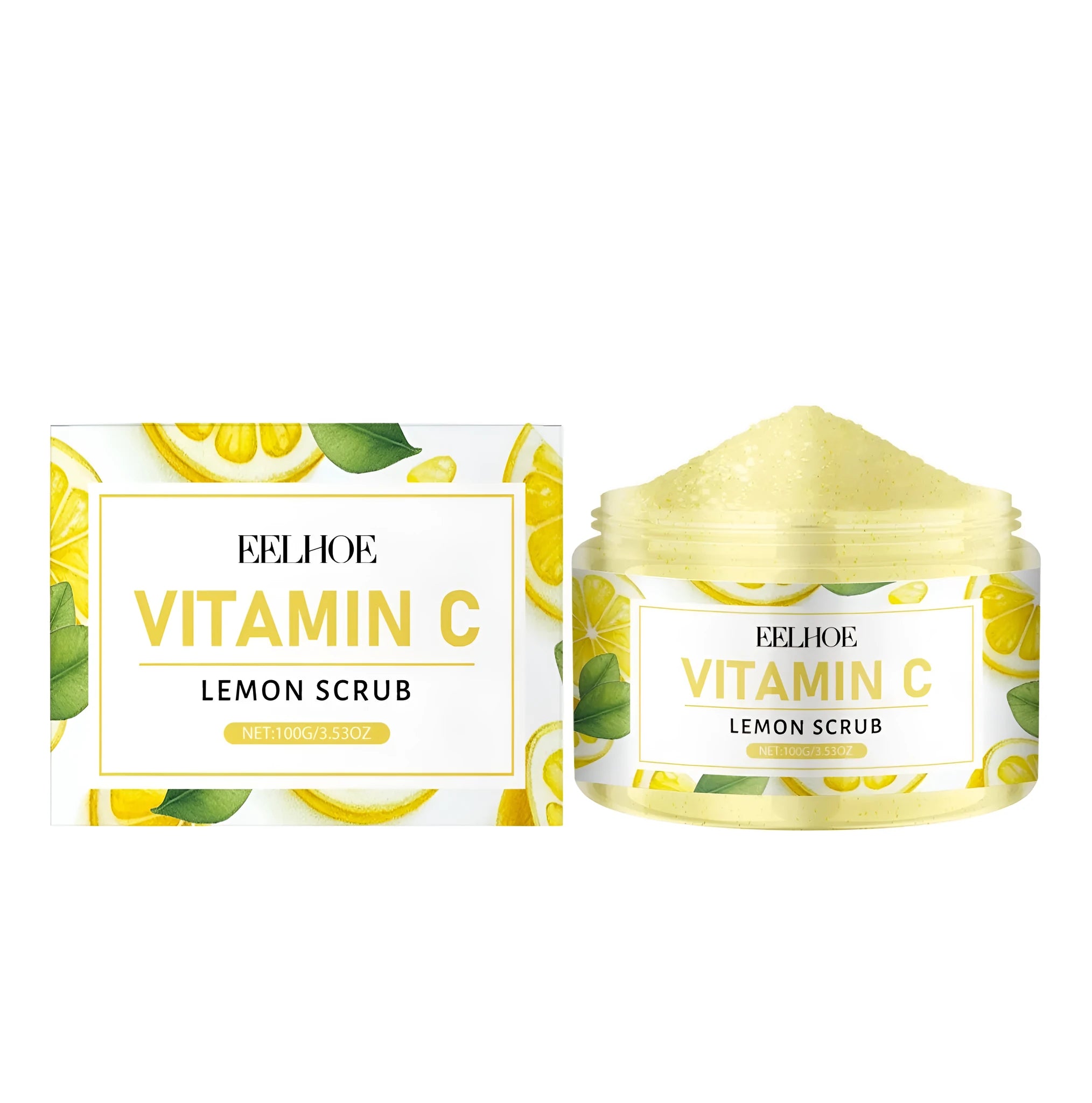 100g jar of Lemon Exfoliating Scrub cream with walnut shell powder, Vitamin C and lemon extract