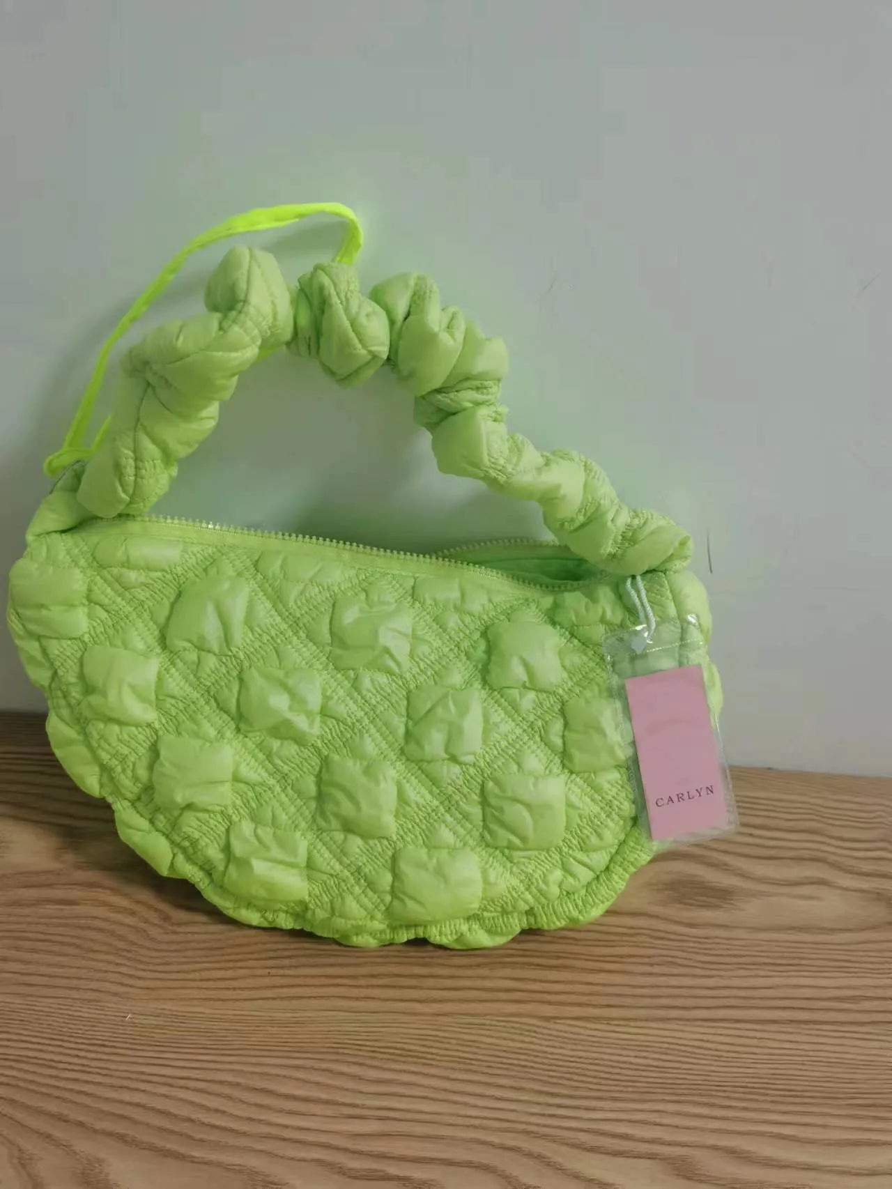 Women's nylon underarm shoulder bag in solid colour with adjustable strap