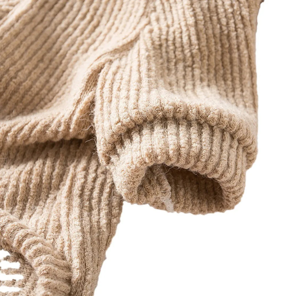 Brown cloth pullover sweater for small dog breeds on canine mannequin