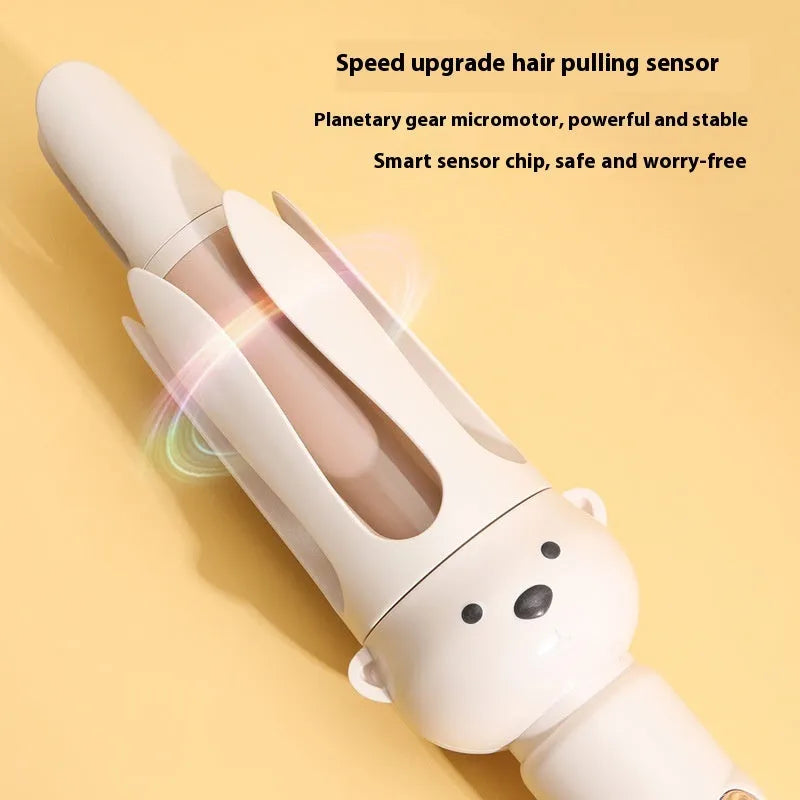 Beige anion automatic hair curler with hair stick accessory for lazy curly hair styling