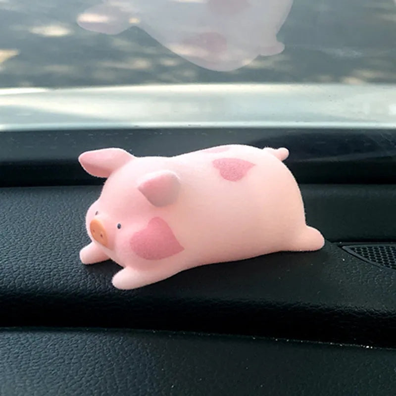 Cute cartoon pig character resin ornament for car dashboard decoration