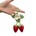 Handmade strawberry-shaped car pendant decoration in natural cotton and hemp materials