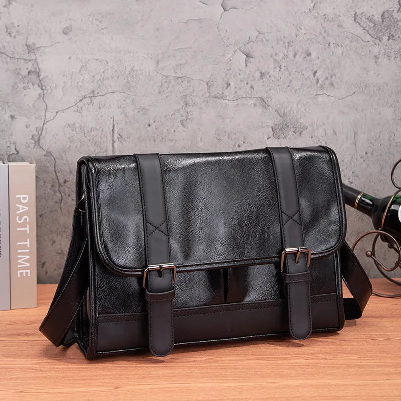 Black Korean style commuter backpack with anti-theft function and sewing thread detailing
