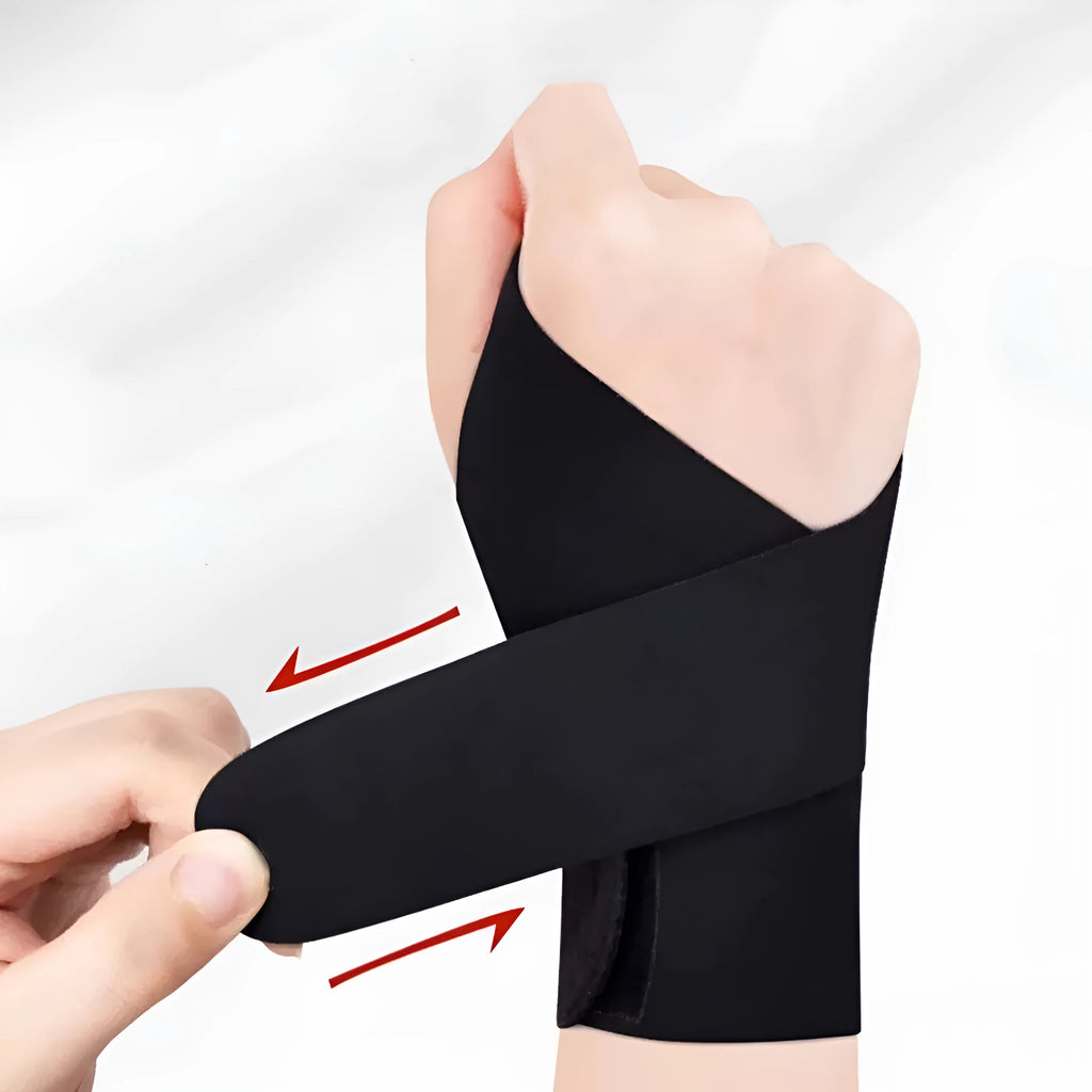 Adjustable athletic wristguards in black and skin colour with velcro straps