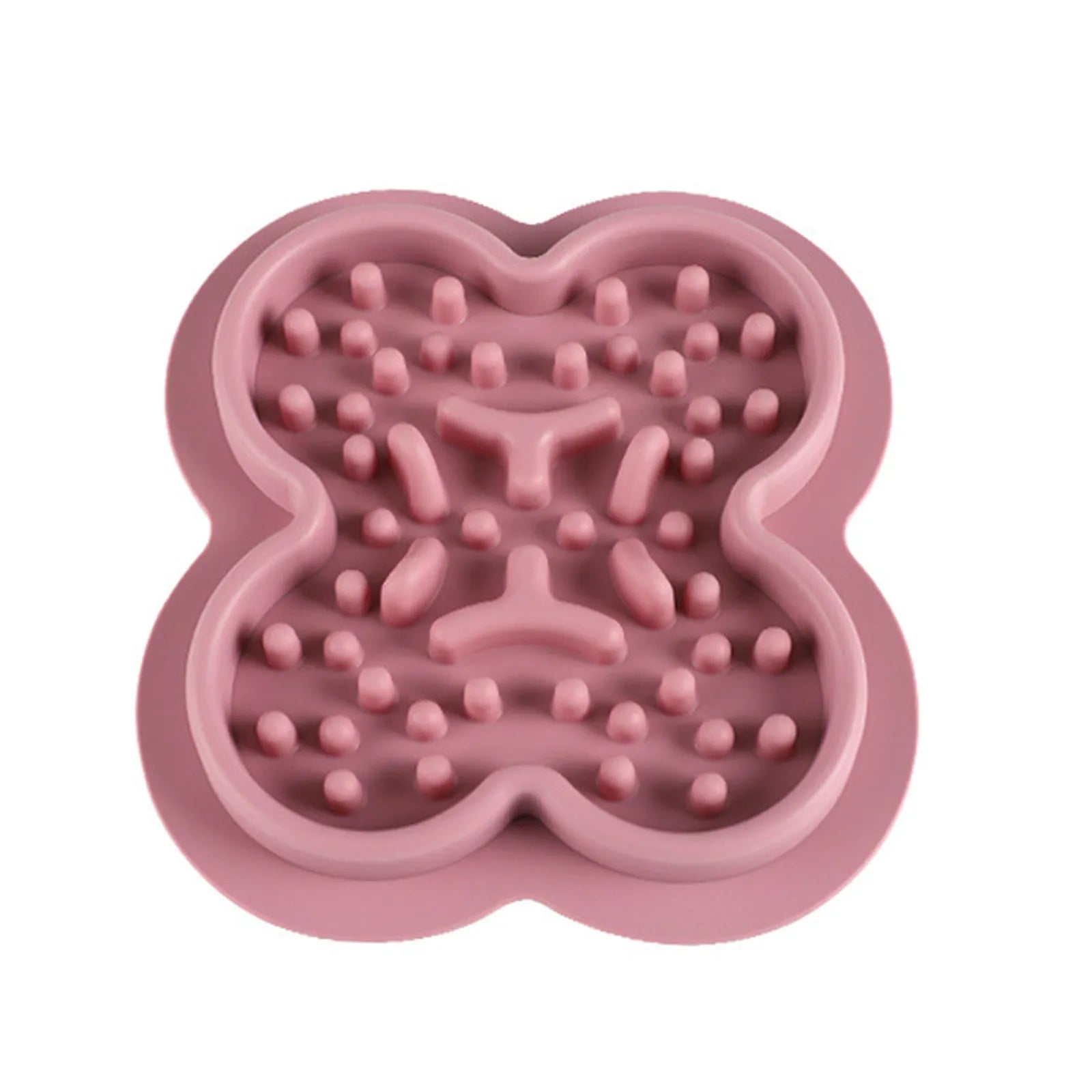 Silicone pet slow feeder licking mat in green colour with textured surface and non-slip base.