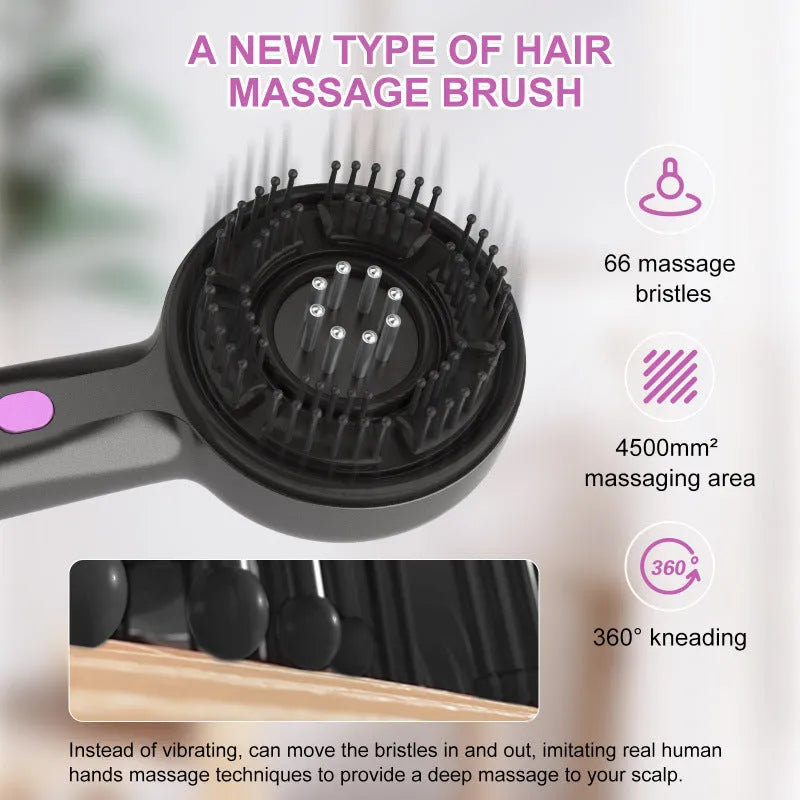 USB-powered head massage comb in black colour with mechanical speed control
