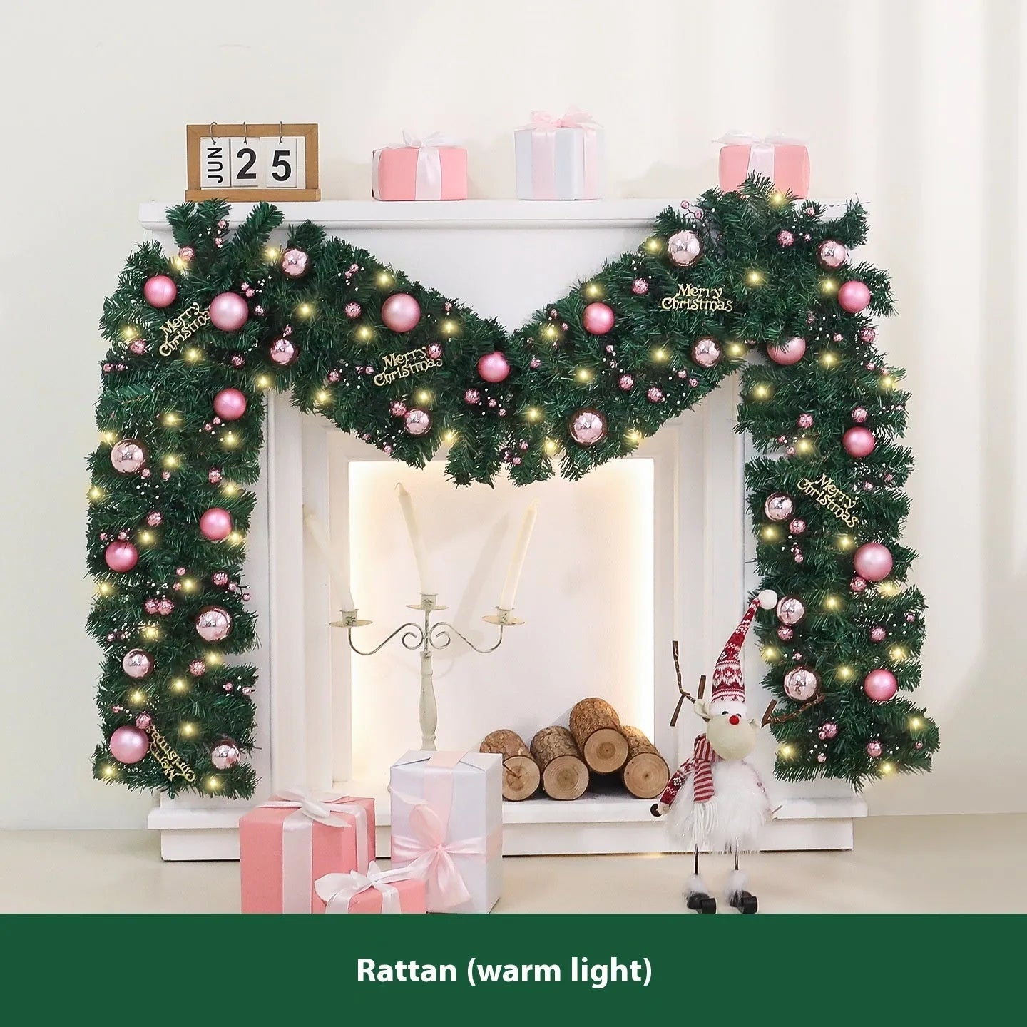 2.7 metre pink Christmas rattan decoration with 240 decorative heads in South Korea style