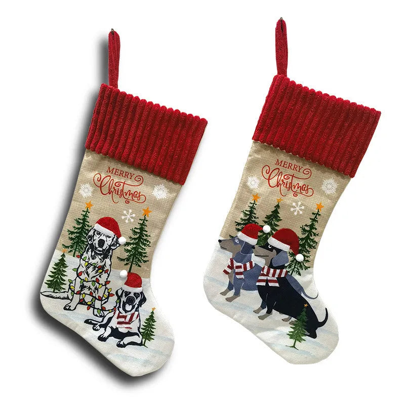 Cloth fireplace Christmas tree pendant decoration measuring 46 by 28cm in pastoral American style
