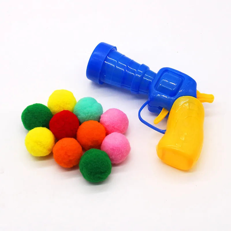 30cm pet toy launcher with soft plush balls for cats and dogs