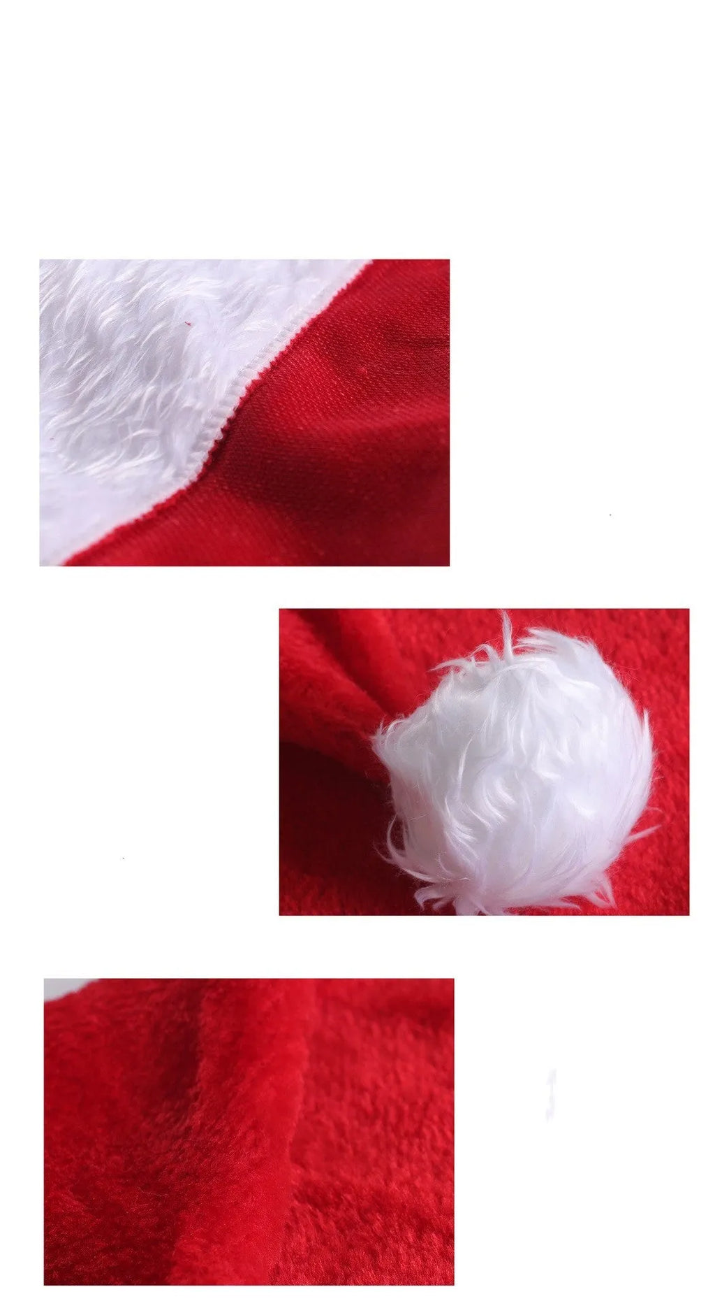 Red and white plush LED Santa hat with pom-pom and multi-coloured twinkling lights on.