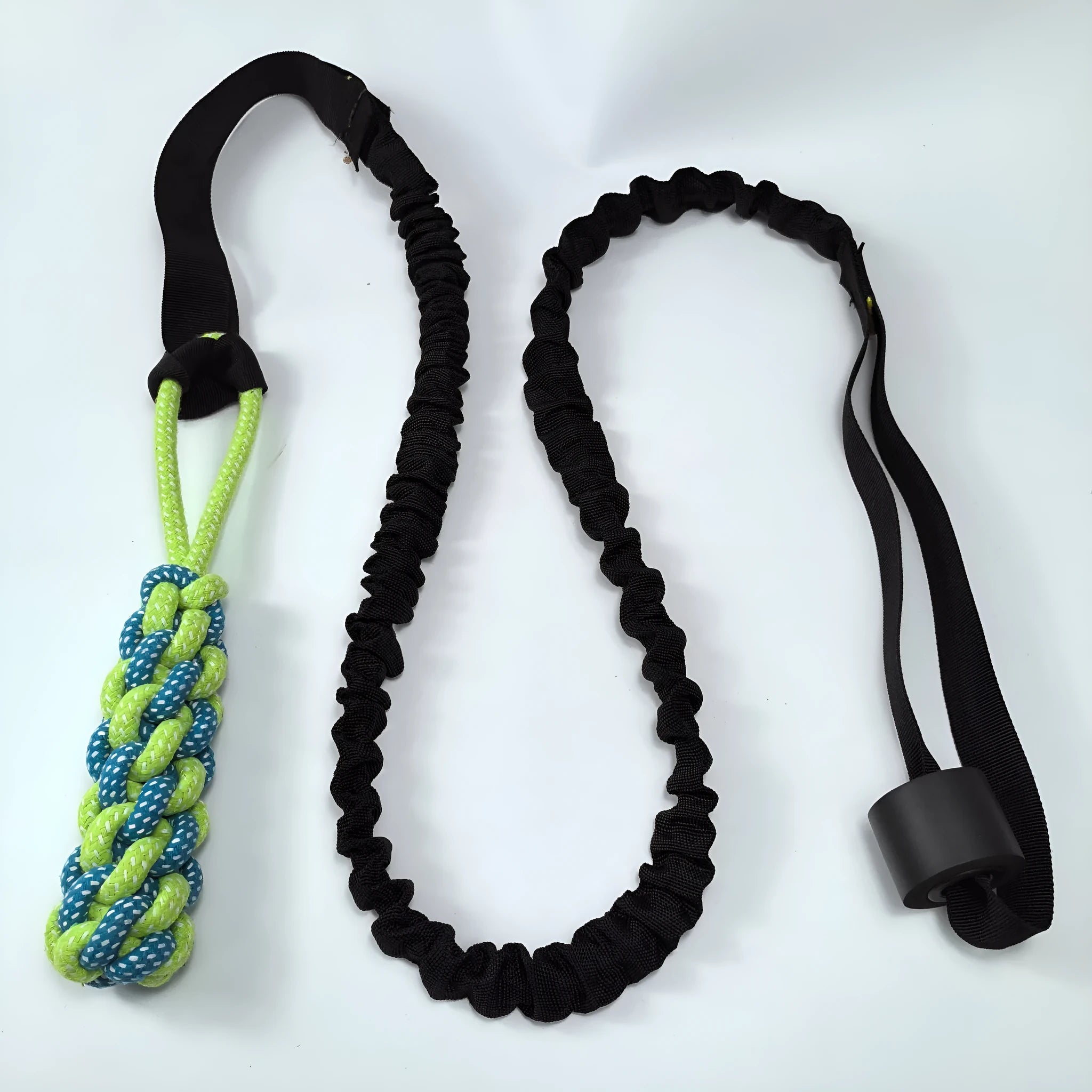 Green cotton rope dog tug toy with corncob design for interactive pull and chew play