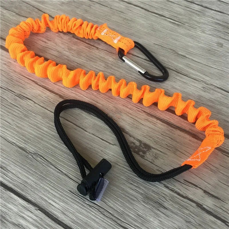 Orange fishing rod safety rope measuring 90cm with 10kg load capacity for fall protection