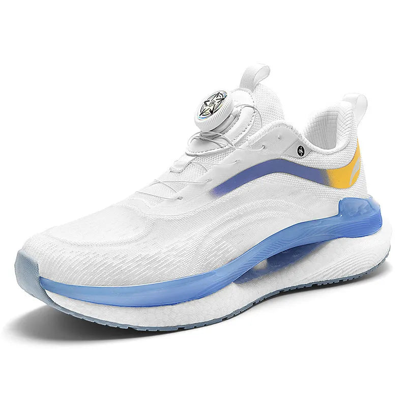 Men's high-top breathable running shoes with buckle closure in cotton candy colour