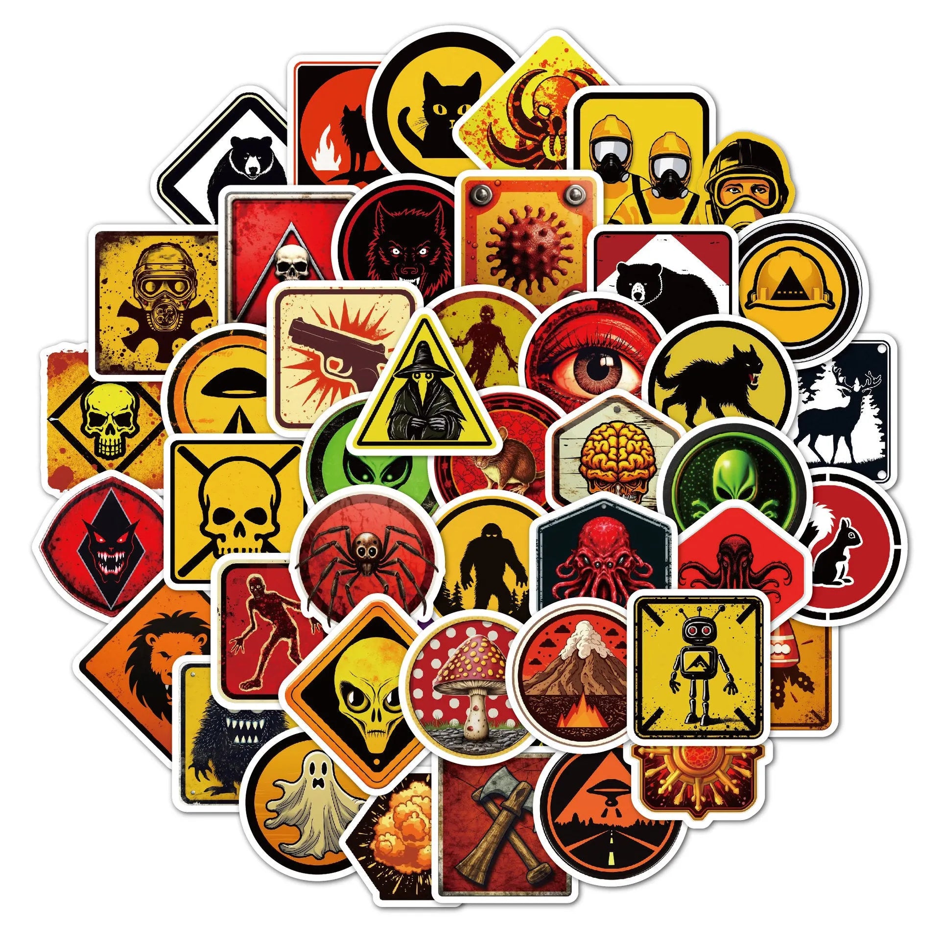Waterproof warning stickers pack with bright film coating for motorcycle helmets and equipment