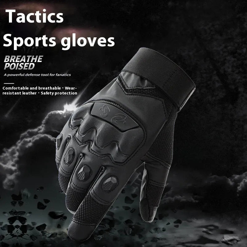 Men's black tactical training gloves with touch screen compatible fingertips