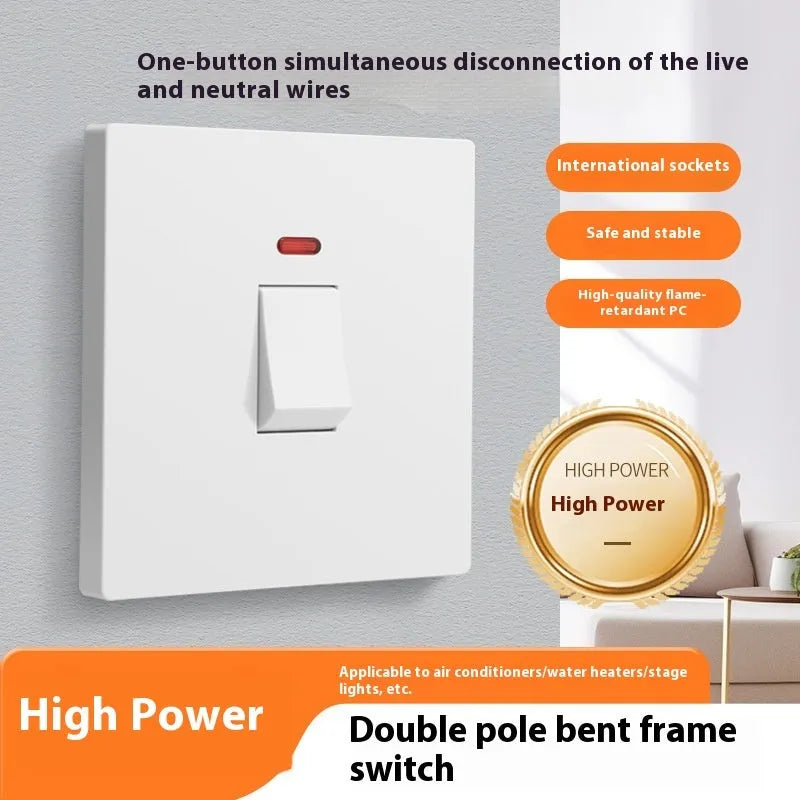 Water heater air conditioner high-current switch with light panel in curved rack design