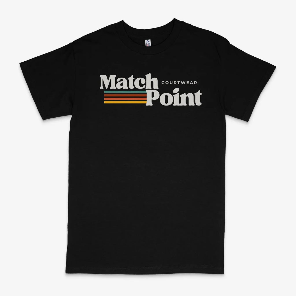 Black men's casual t-shirt with 3D digital text print, round neck, and short sleeves.
