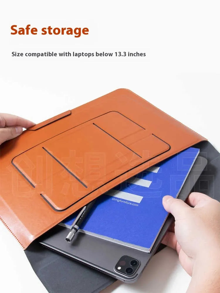 13.3-inch laptop bracket bag with integrated dual-angle stand in black or brown