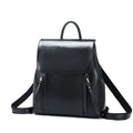 Large genuine leather women's backpack in black with internal organiser pockets and double straps
