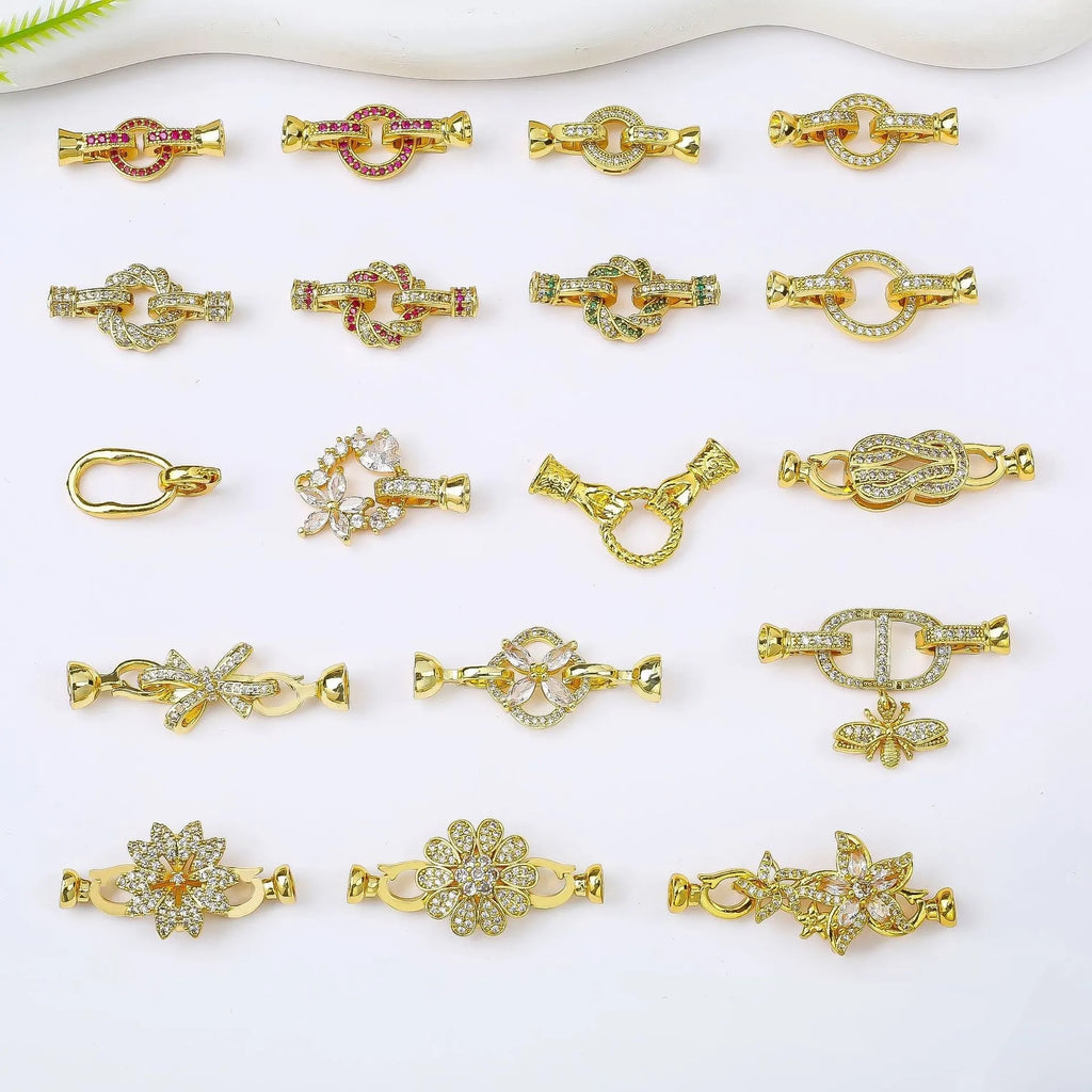 Small gold-coloured metal chain buckle for DIY jewellery making with electroplated finish