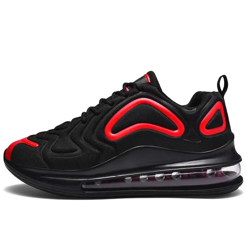 Men's black casual sneakers with lace-up design and thick sole for outdoor activities