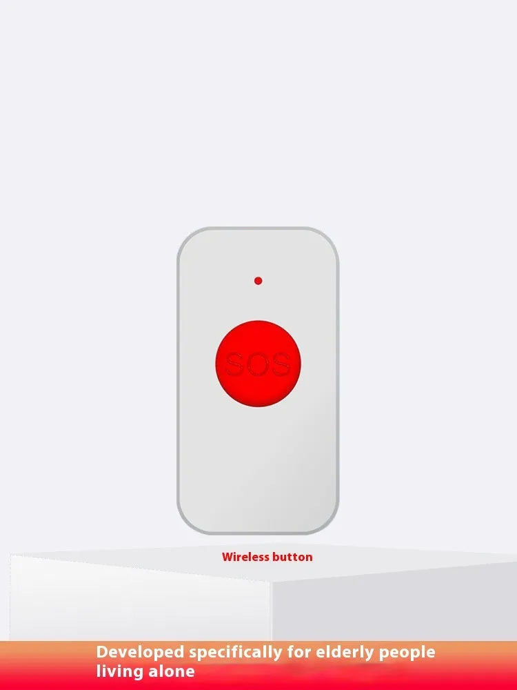 White elderly emergency alert system with central buzzer unit and three wireless emergency call buttons