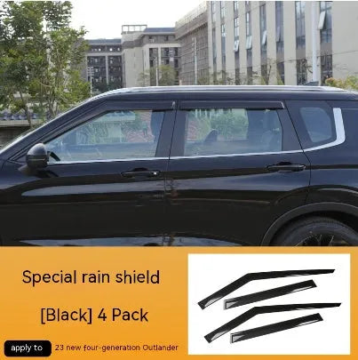2023 Mitsubishi Outlander black and translucent window deflectors installed on vehicle exterior
