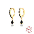 S925 sterling silver geometric water drop earrings with electroplated gold or silver finishes and gemstone options
