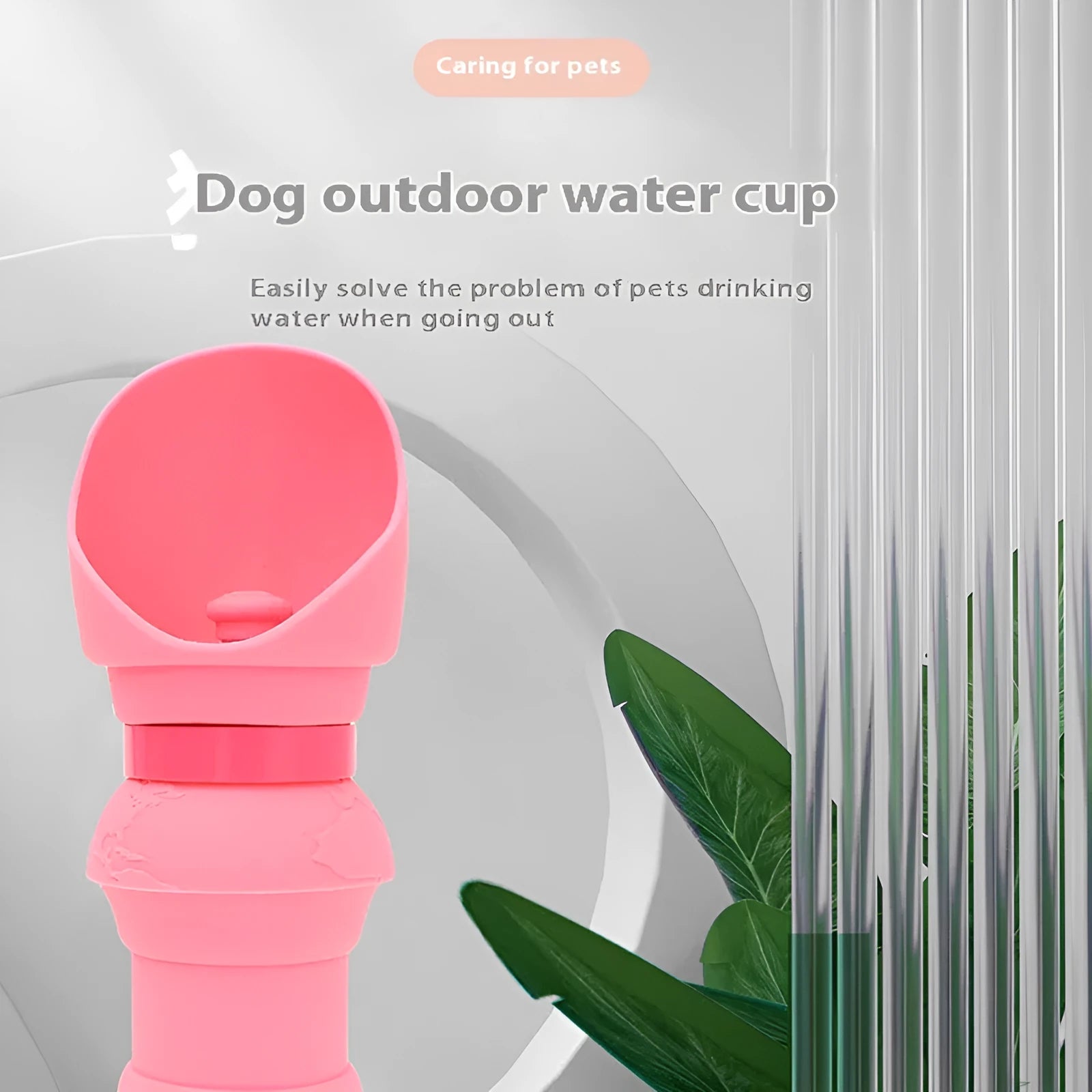 Collapsible silicone pet water cup in folded and unfolded positions showing colour options